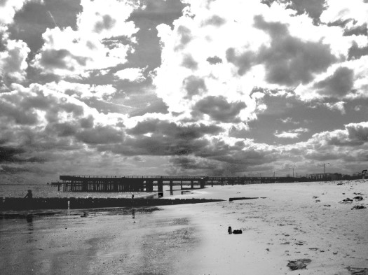 virginia beach, buckroe beach, hampton, virginia, beach, black and white, photography, cloudy, clouds,